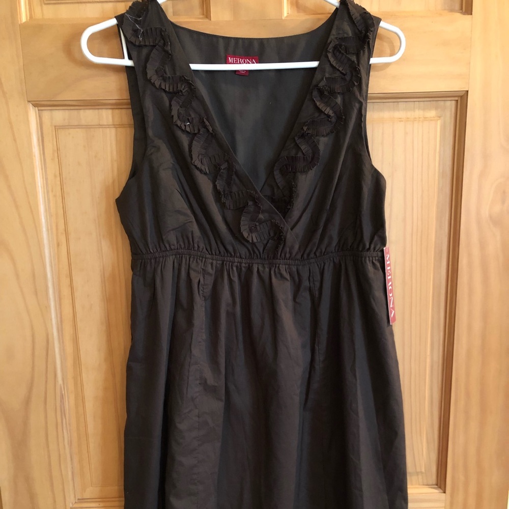 Casual cotton chocolate brown dress